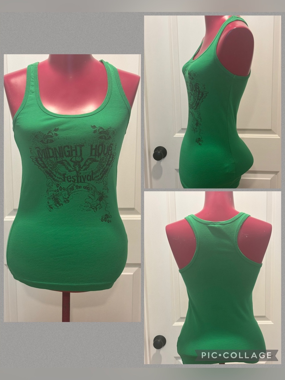 Green graphic Tank Top by Divided for H&M Junior size 8